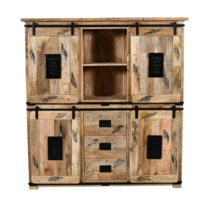 Premium Mango Wooden Highboard with Scratch Design