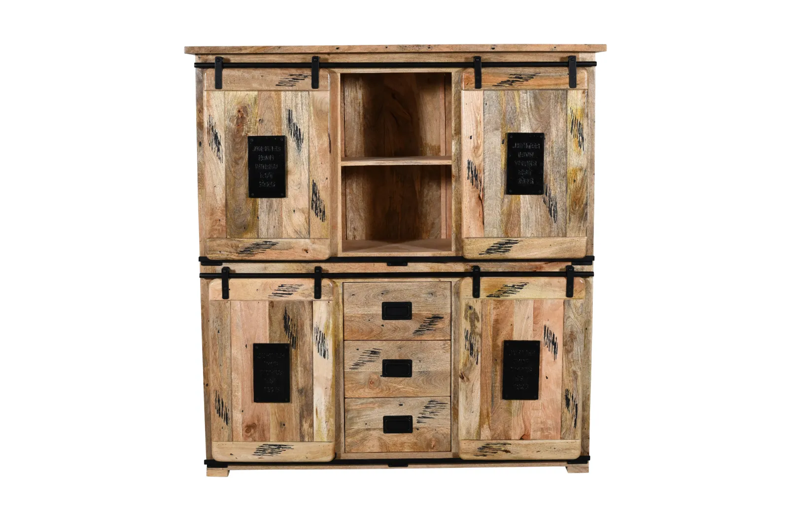 Premium Mango Wooden Highboard with Scratch Design