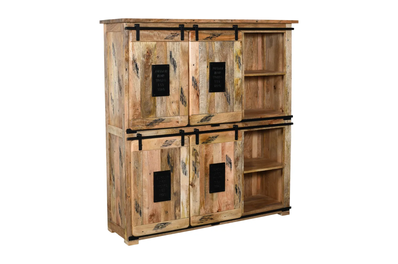 Premium Mango Wooden Highboard with Scratch Design - Image 5