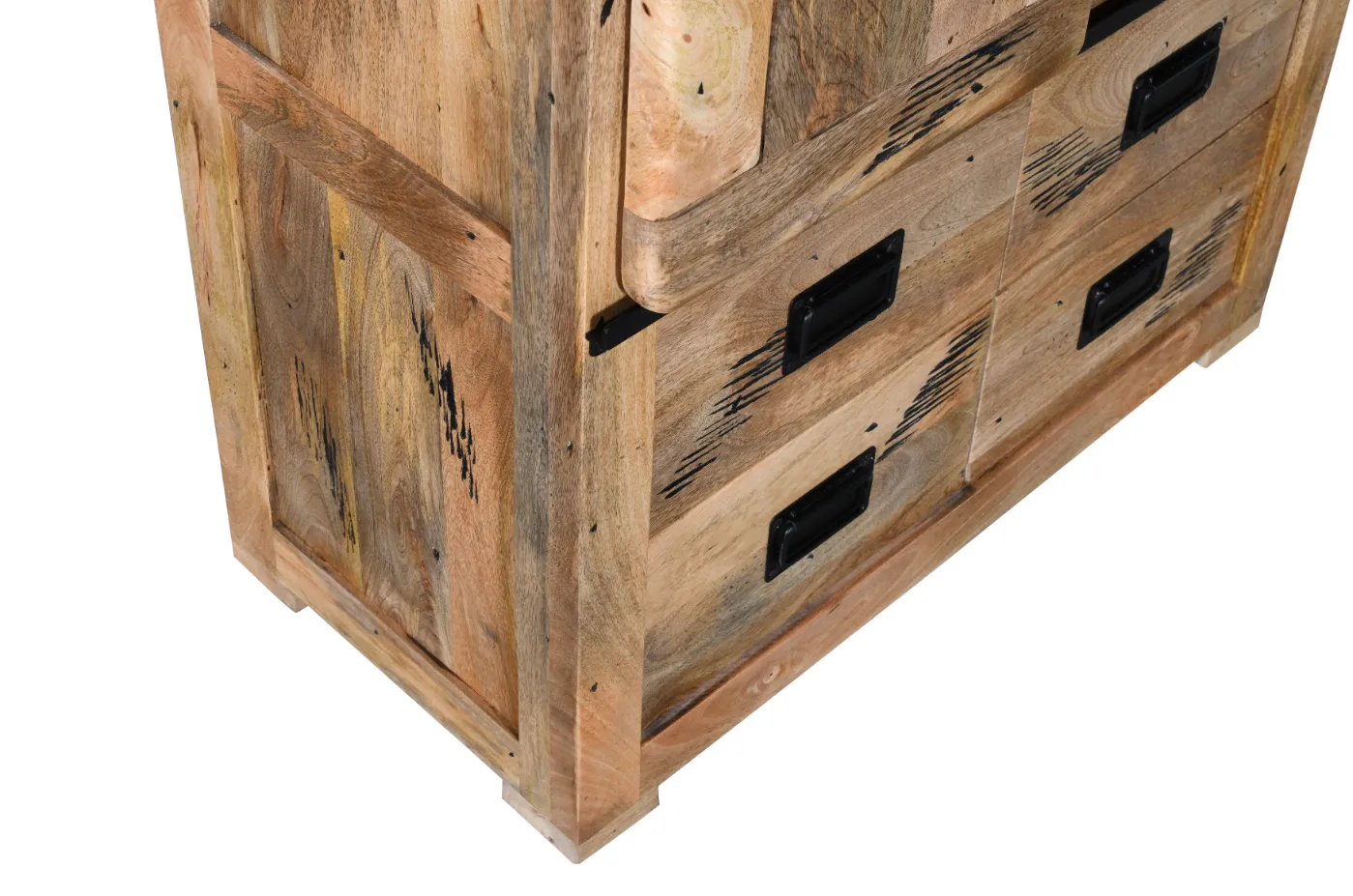 Vintage Mango Wooden Sideboard with Drawer & Scratch Design - Image 5