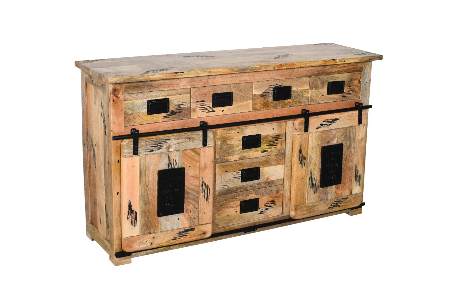 Artisan Mango Wooden Sideboard with Natural Scratch Finish - Image 2