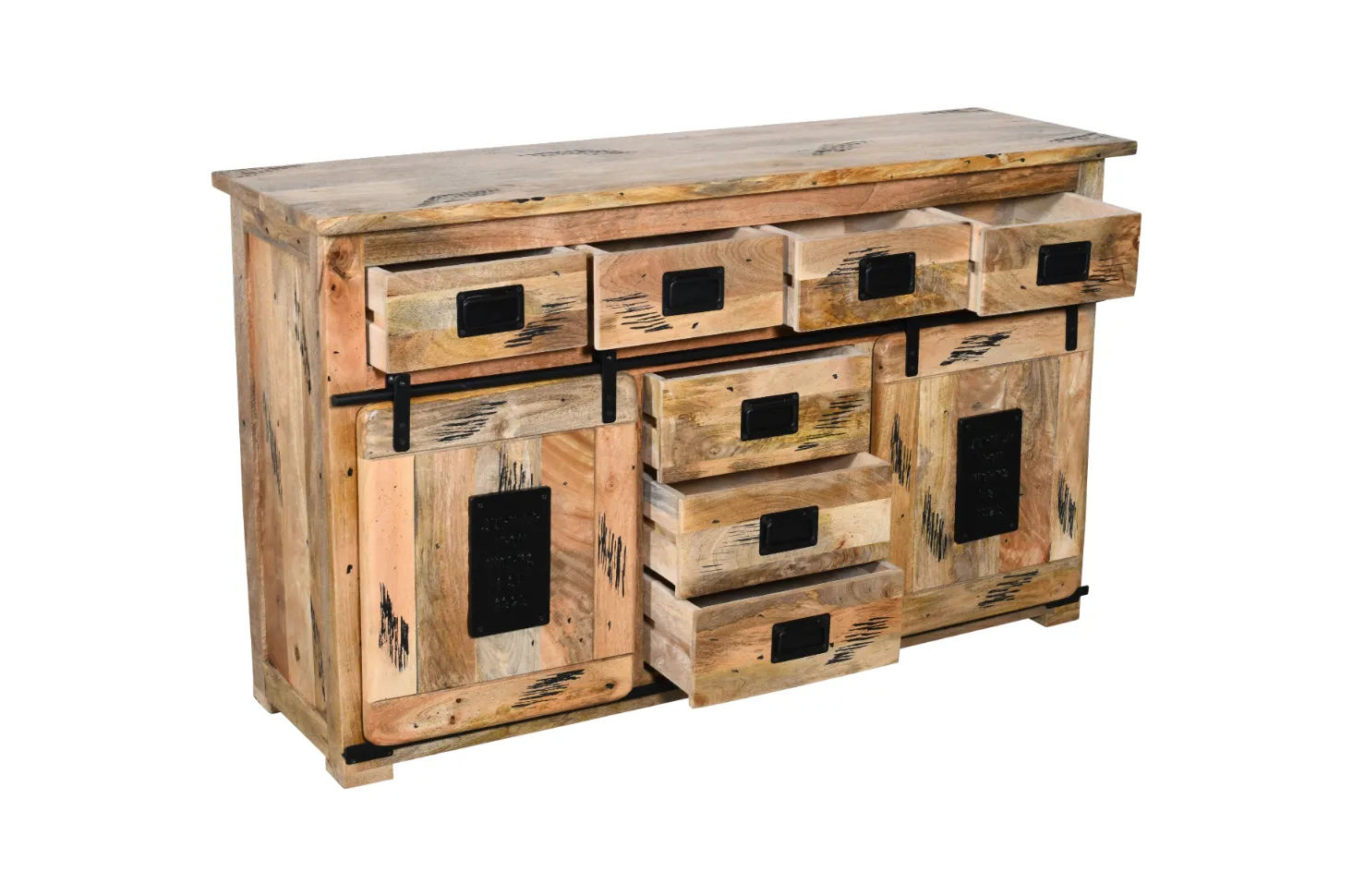 Artisan Mango Wooden Sideboard with Natural Scratch Finish - Image 3