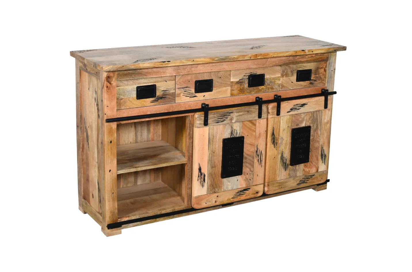 Artisan Mango Wooden Sideboard with Natural Scratch Finish - Image 4