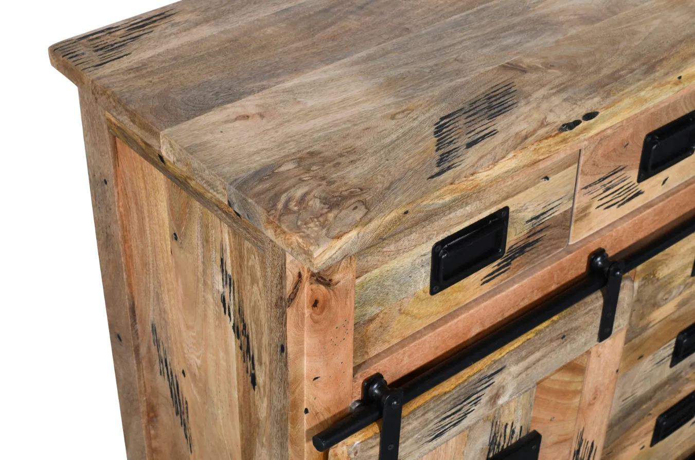 Artisan Mango Wooden Sideboard with Natural Scratch Finish - Image 6