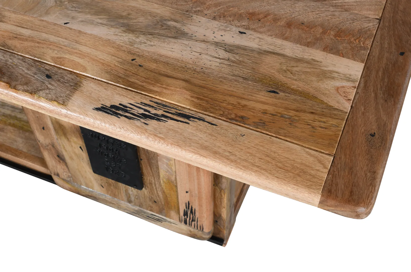Rustic Mango Wood TVC Table with Scratch Design Features - Image 6