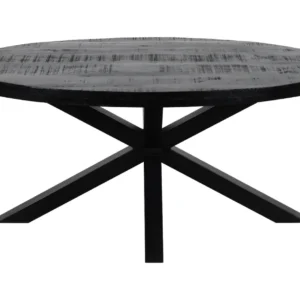Premium Mango Wood Oval Shape Dining Table with Iron Spider Base