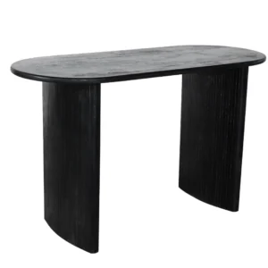 Contemporary Mango Wood Oval Shape Dining Table in Black Finish