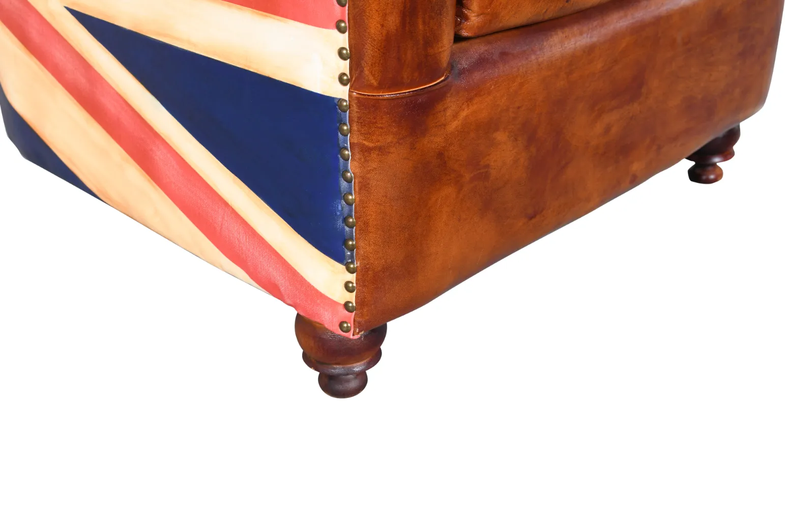 Compact Union Jack Leather Canvas Wooden Armchair Sofa - Image 3