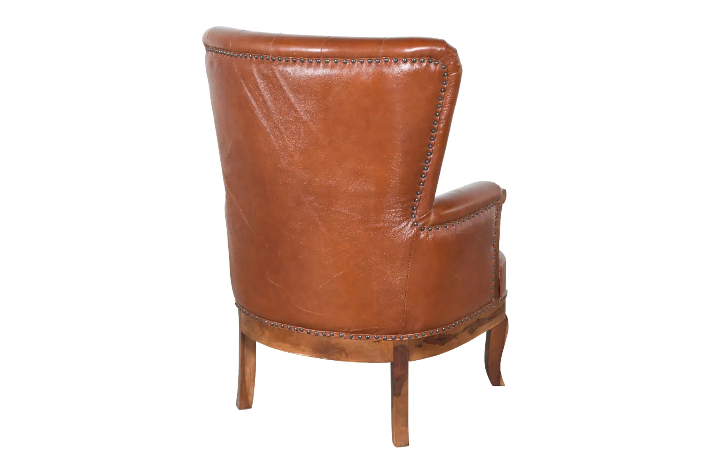 Premium Leather Highback Chesterfield Chair with Acacia Wood Frame - Image 4