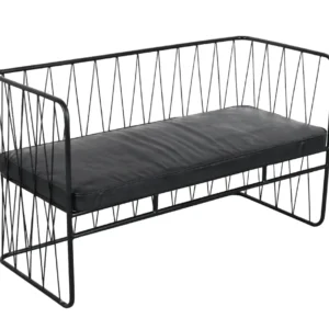 Contemporary Iron Frame Leather Sofa with Wire Design