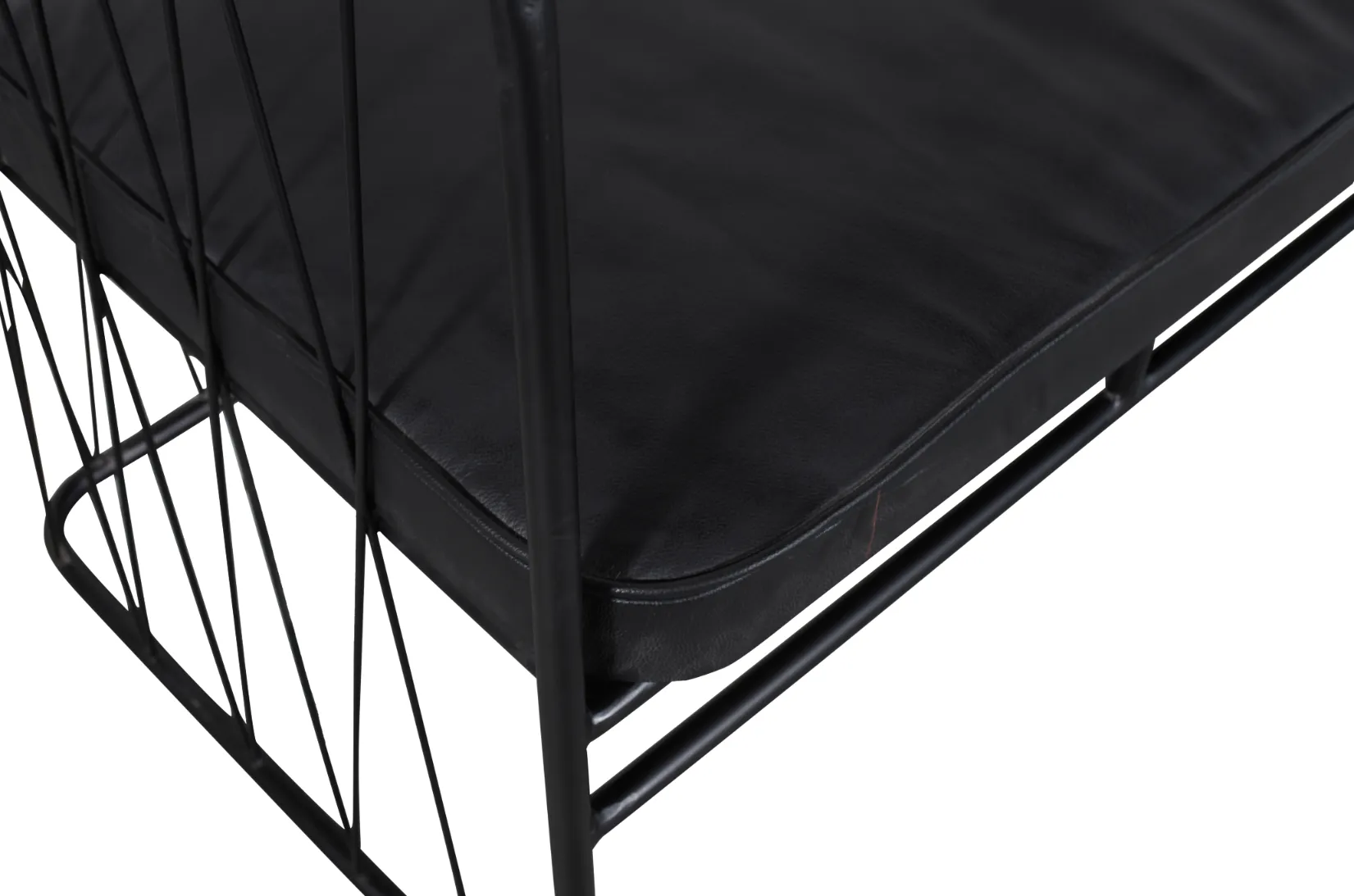 Contemporary Iron Frame Leather Sofa with Wire Design - Image 2