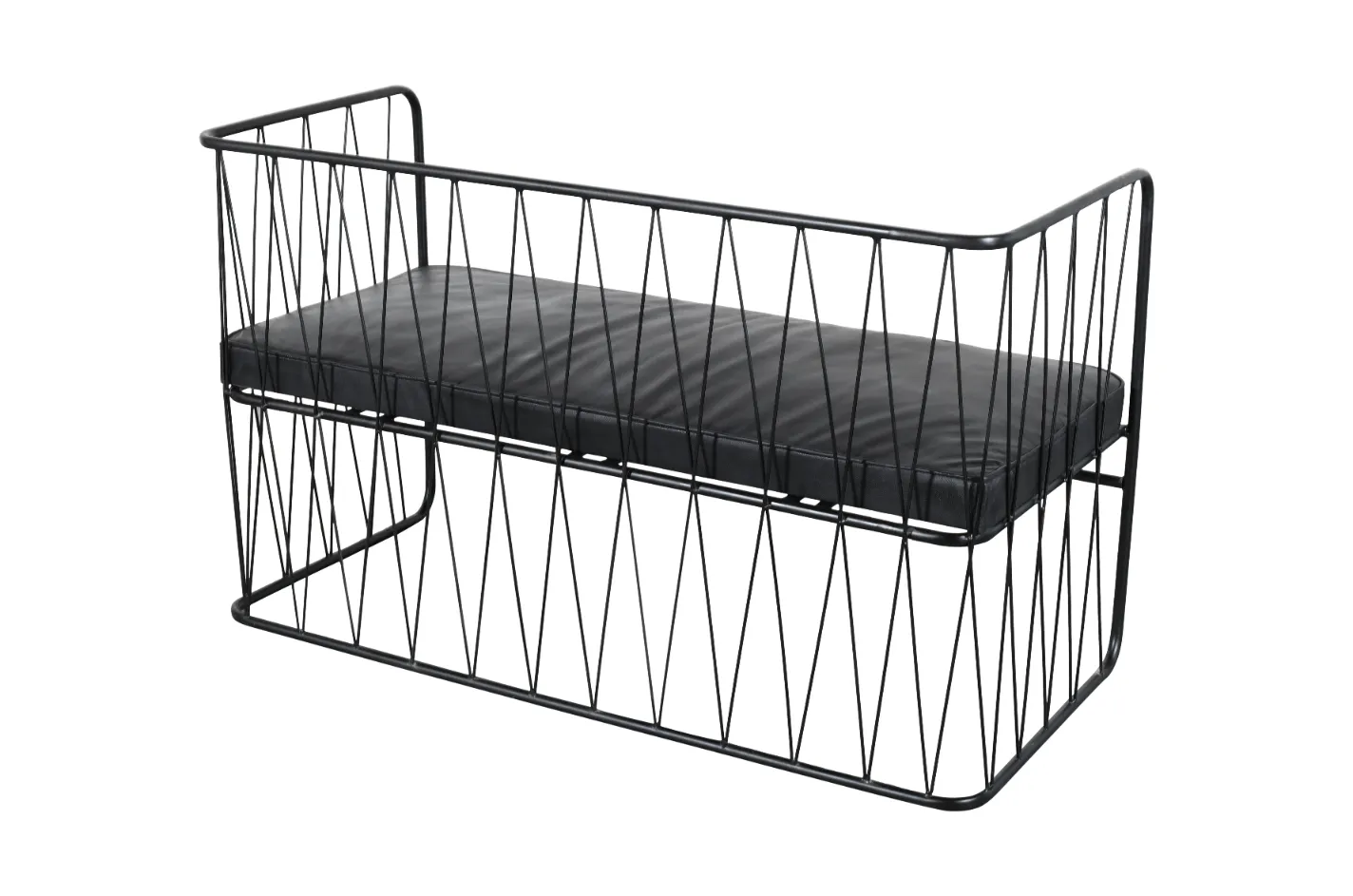 Contemporary Iron Frame Leather Sofa with Wire Design - Image 4