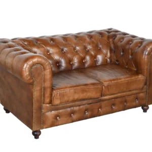 Luxury Leather Double Chesterfield Sofa with Recycled Wood Frame