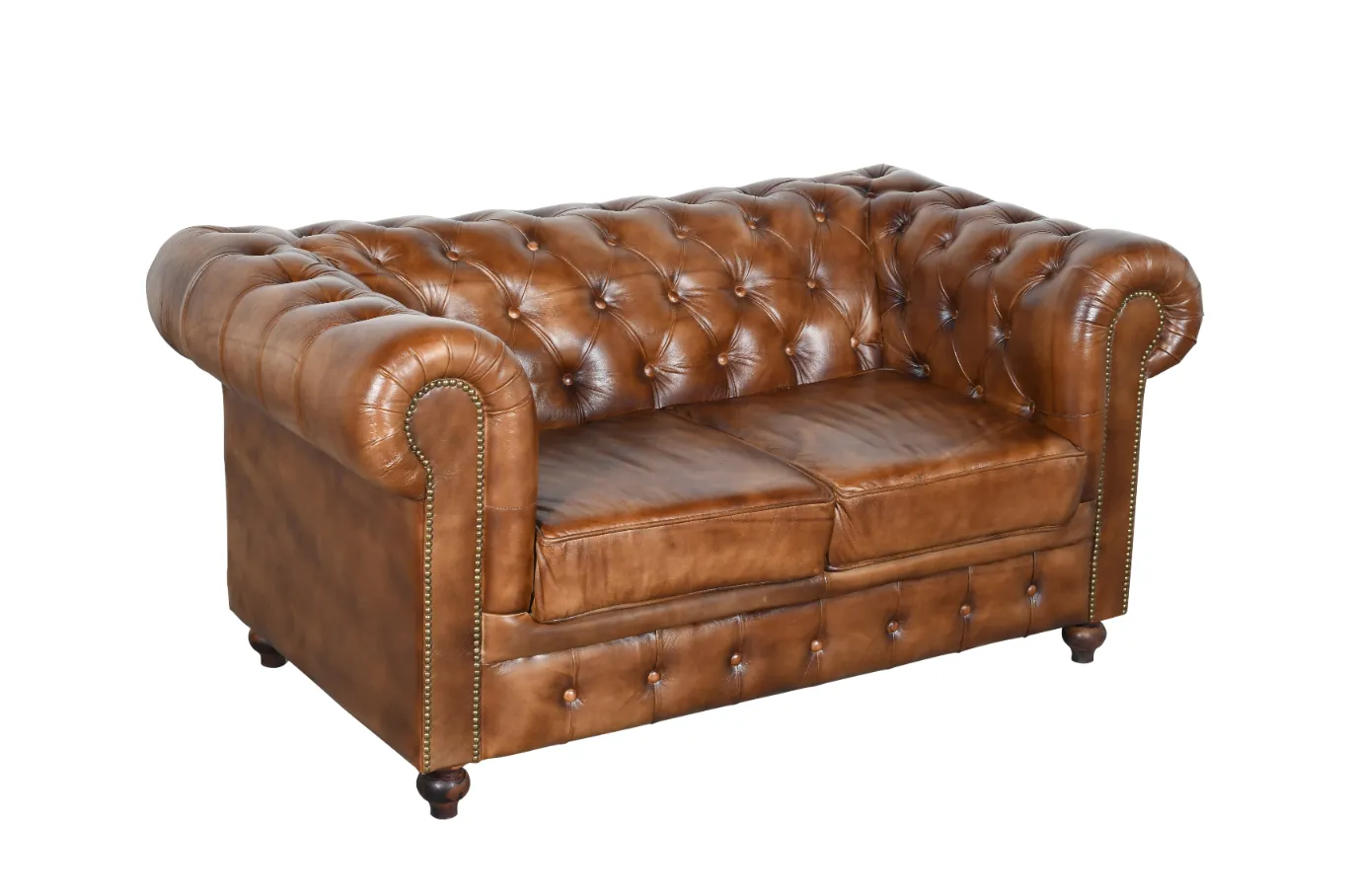 Luxury Leather Double Chesterfield Sofa with Recycled Wood Frame