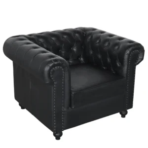 Classic Black Leather Chesterfield Single Seat Armchair