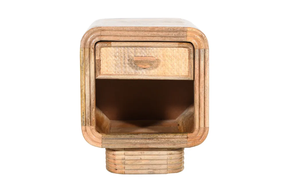Classic Mango Wood Bedside Table with Natural Finish