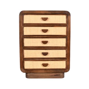 Sophisticated Mango Wood 5 Drawer Sideboard with Cane Drawer Fronts