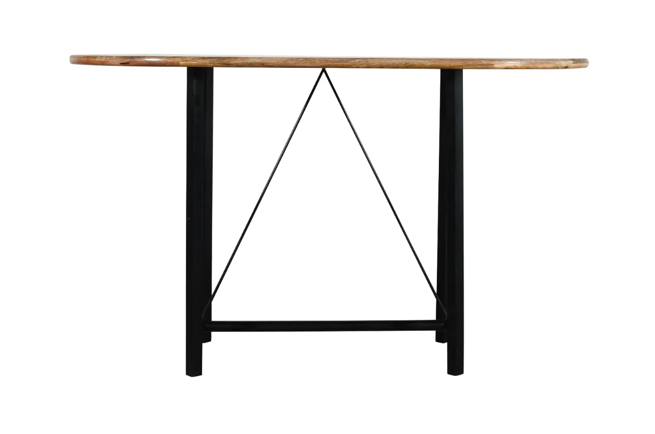 Premium 180cm Mango Wood Top Iron Base Oval Dining Table with Natural Finish - Image 4