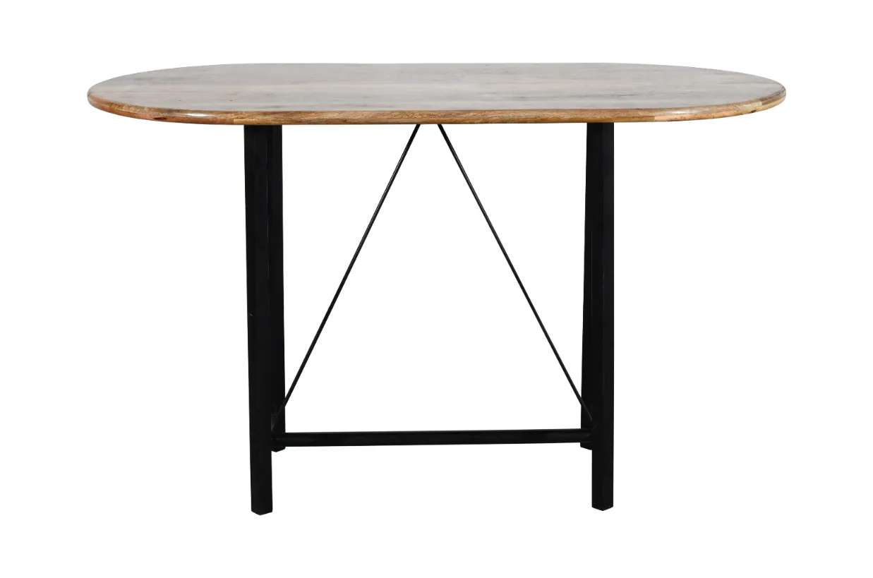 Premium 180cm Mango Wood Top Iron Base Oval Dining Table with Natural Finish - Image 2