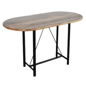 Premium 180cm Mango Wood Top Iron Base Oval Dining Table with Natural Finish