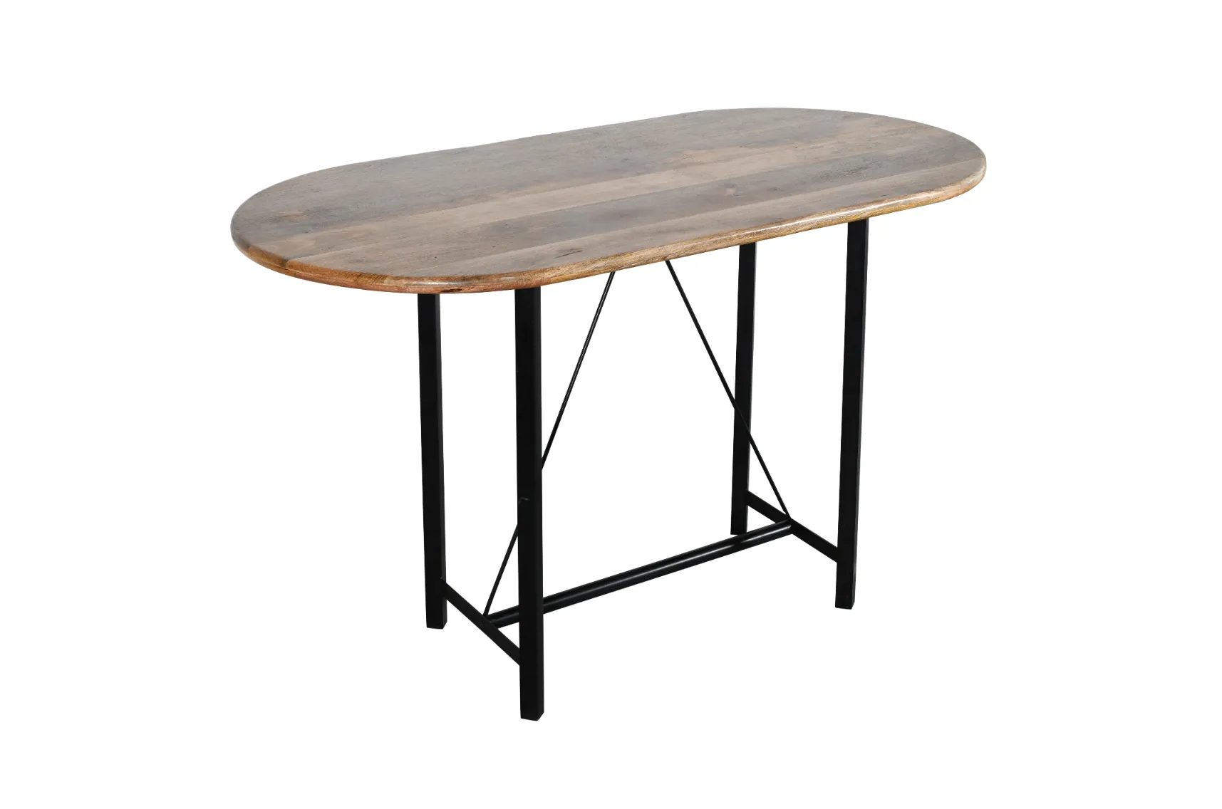 Premium 180cm Mango Wood Top Iron Base Oval Dining Table with Natural Finish