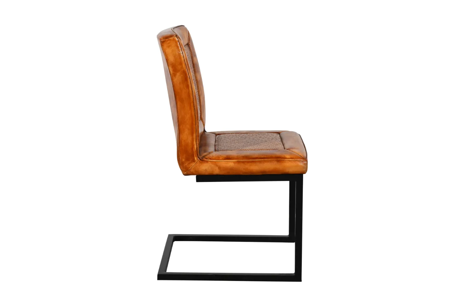 Contemporary Iron Cane Leather Chair with Cantilever Design - Image 3