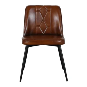Modern Iron Leather Chair with Contemporary Brown Finish