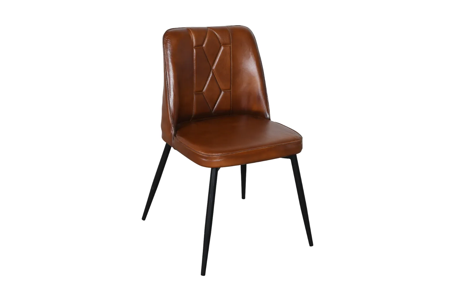 Modern Iron Leather Chair with Contemporary Brown Finish - Image 2