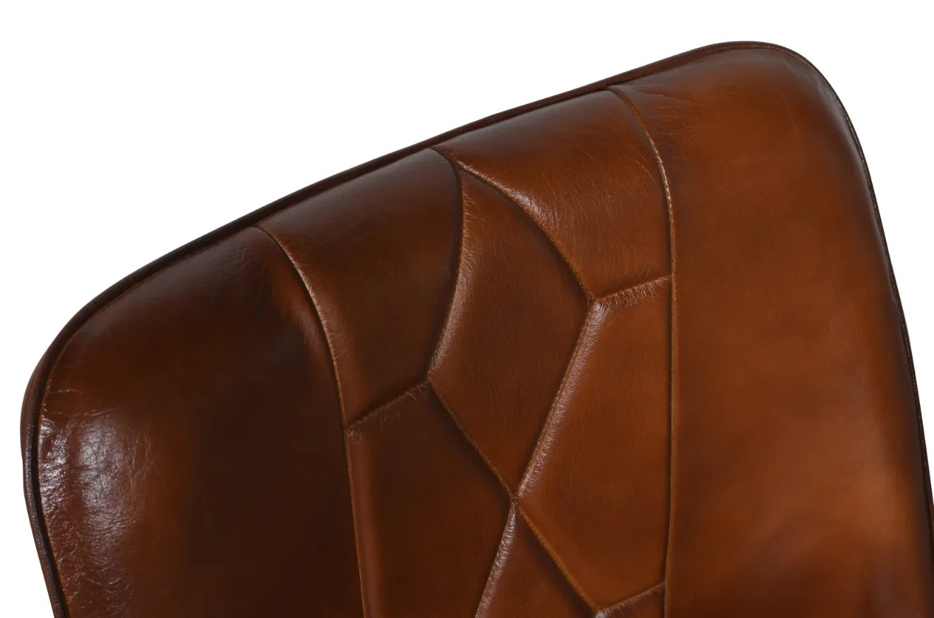 Modern Iron Leather Chair with Contemporary Brown Finish - Image 3