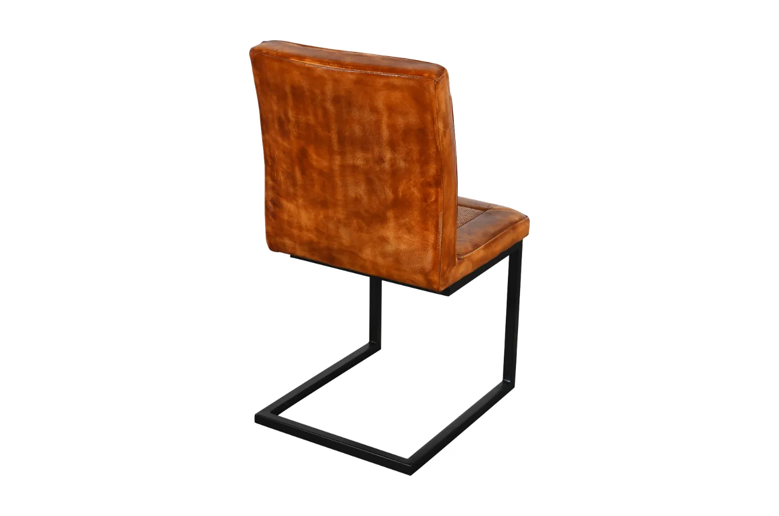 Contemporary Iron Cane Leather Chair with Cantilever Design - Image 4