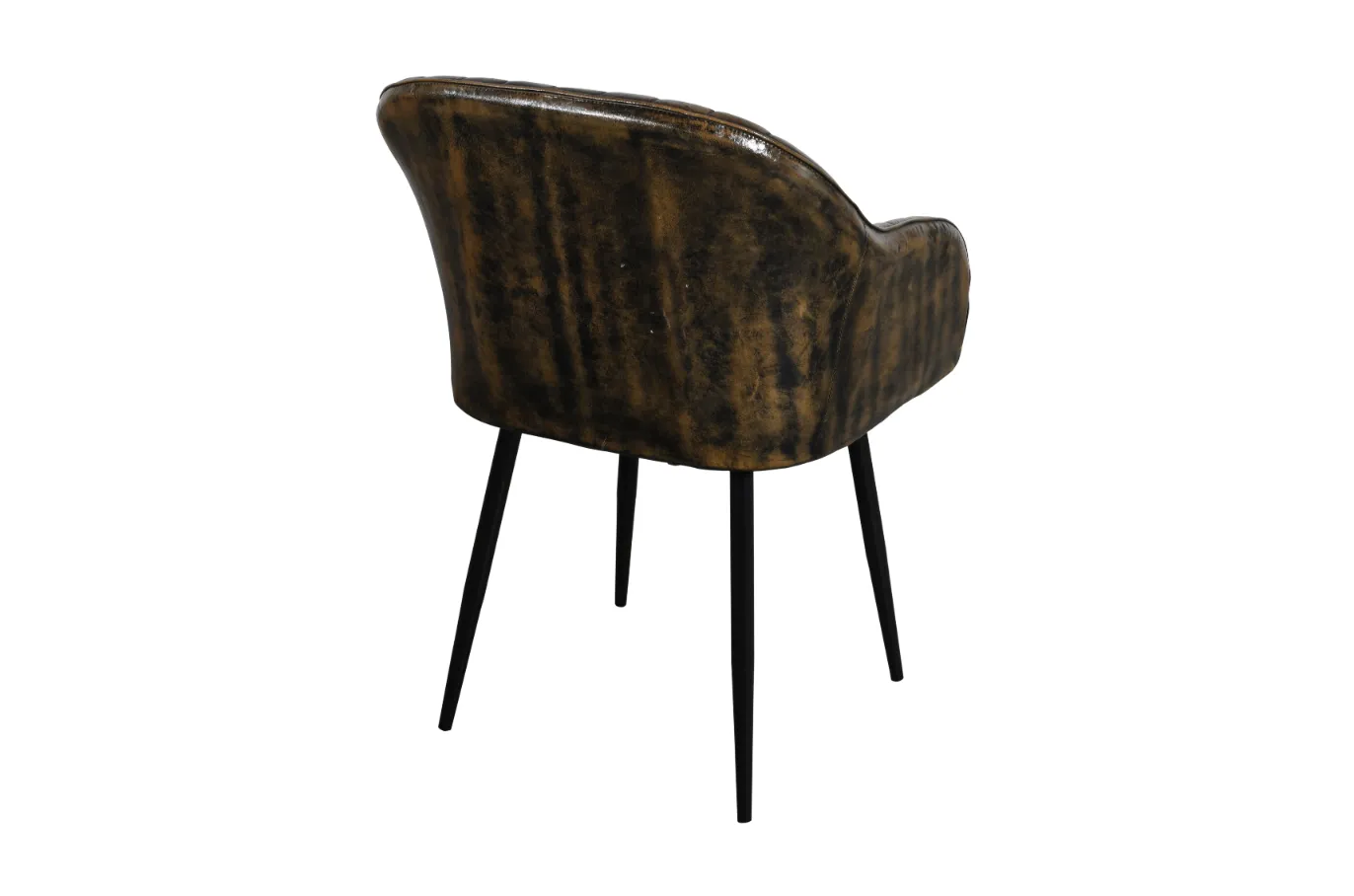 Vintage Iron Leather Chair with Quilted Green Antique Upholstery - Image 5