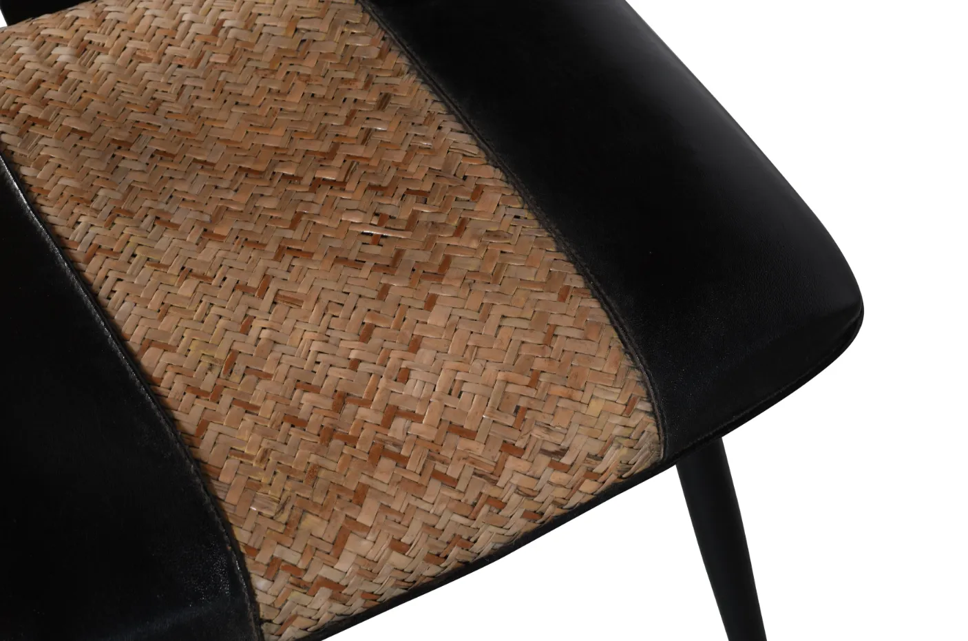 Contemporary Iron Cane Leather Chair with Modern Black Finish - Image 4
