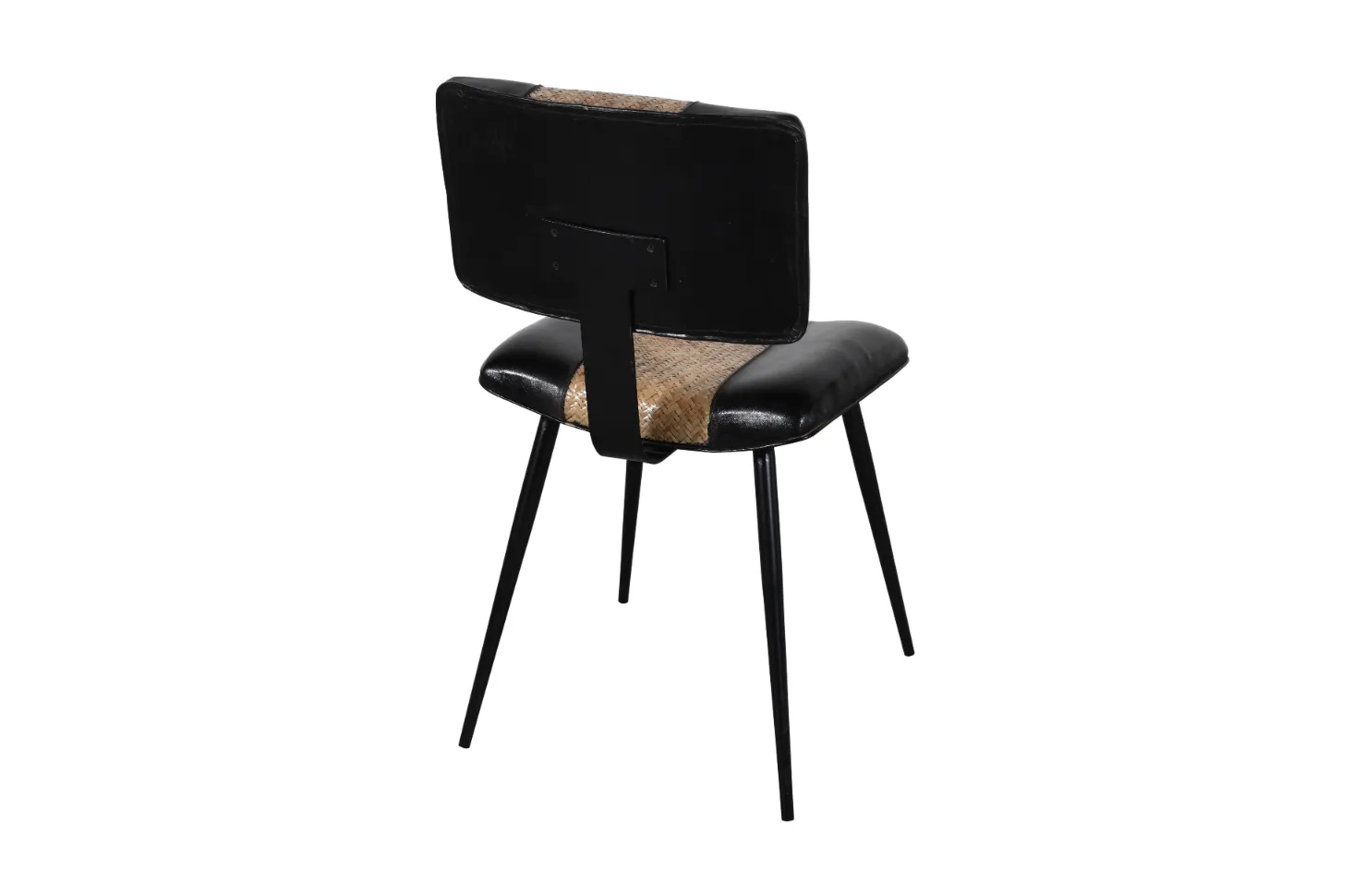 Contemporary Iron Cane Leather Chair with Modern Black Finish - Image 5