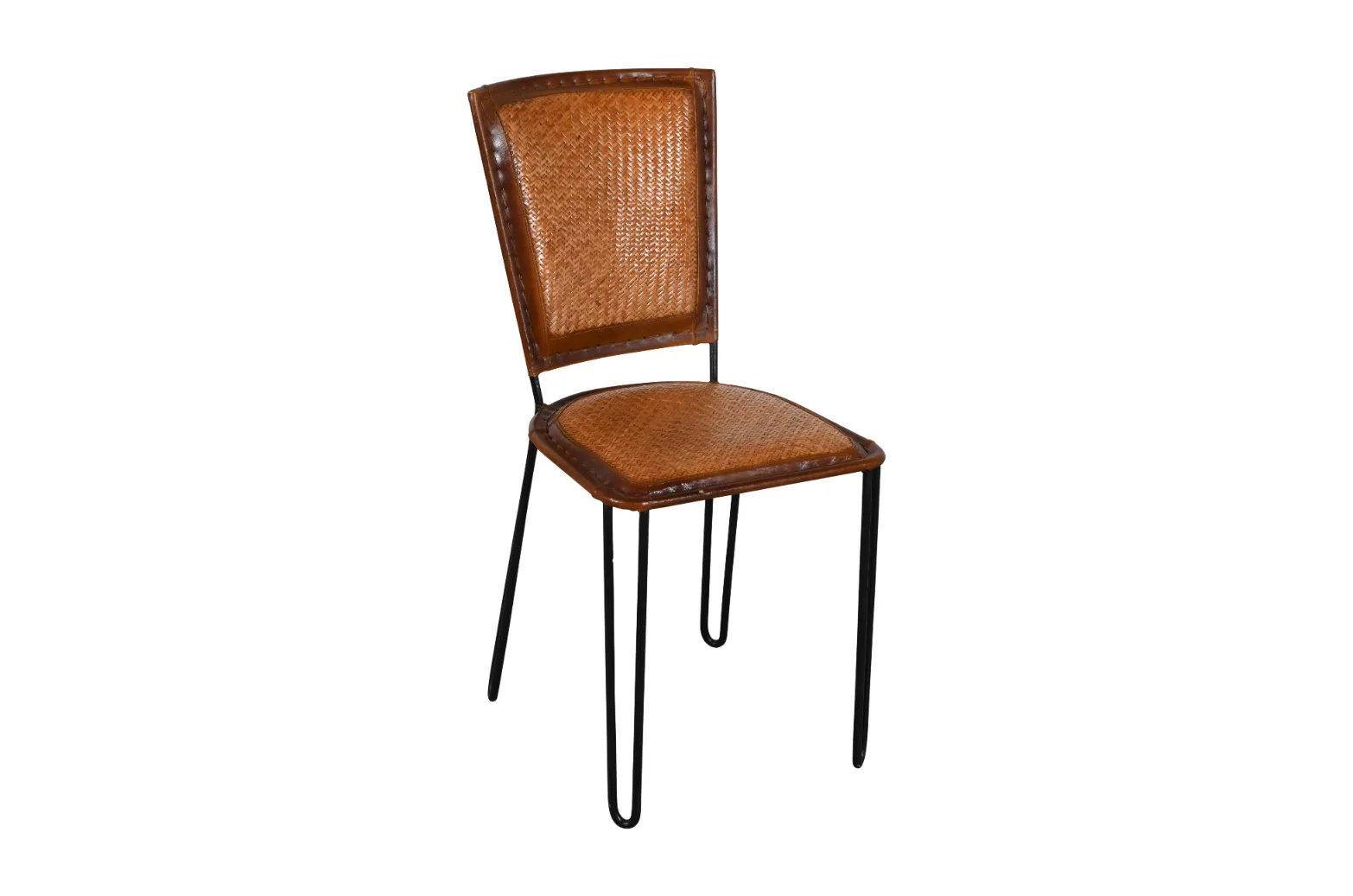 Classic Iron Leather Dining Chair with Round Back Design - Image 2