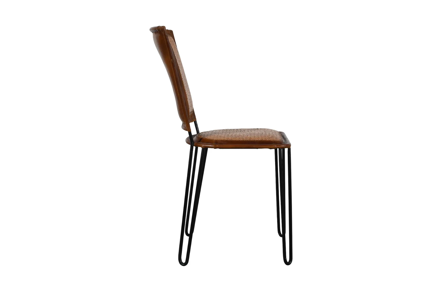 Classic Iron Leather Dining Chair with Round Back Design - Image 4