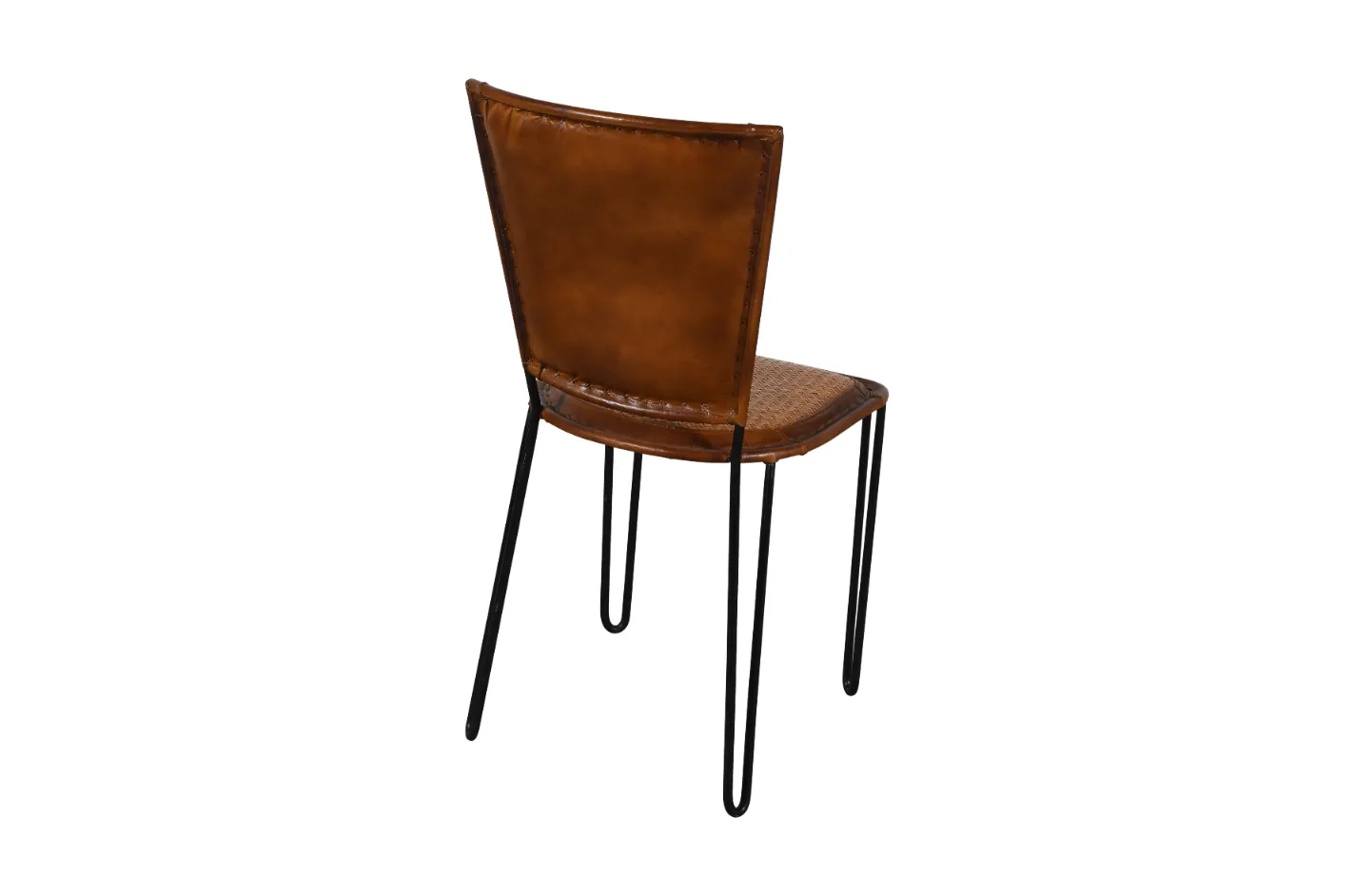 Classic Iron Leather Dining Chair with Round Back Design - Image 5