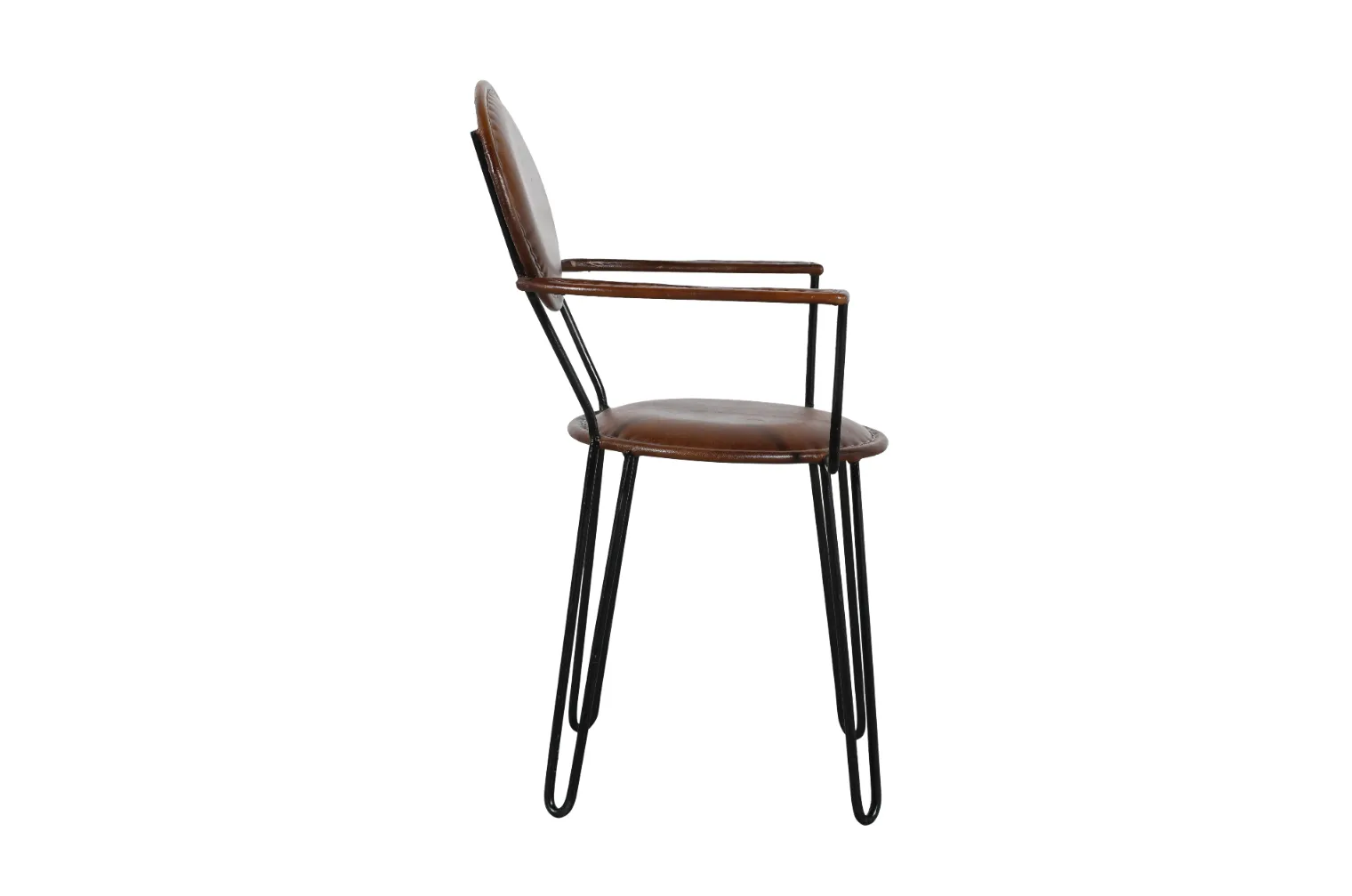 Compact Iron Cane Leather Chair with Elegant Brown Finish - Image 4
