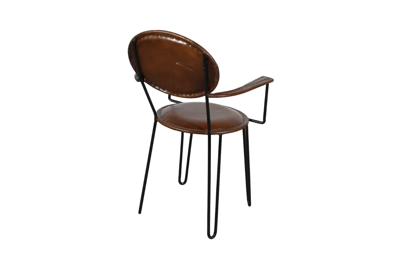 Compact Iron Cane Leather Chair with Elegant Brown Finish - Image 5