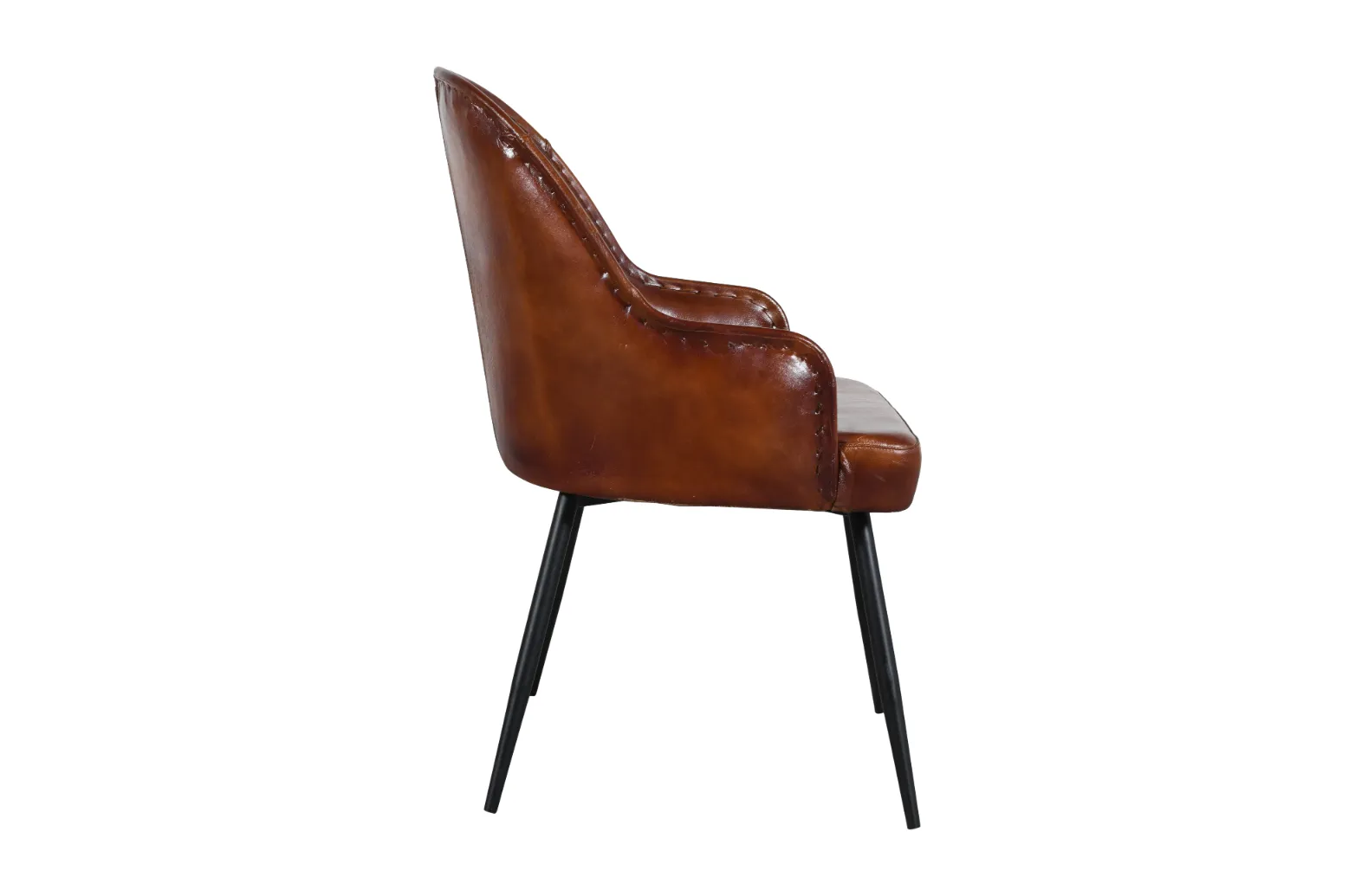 Sophisticated Iron Cane Leather Armchair with Rich Brown Finish - Image 4