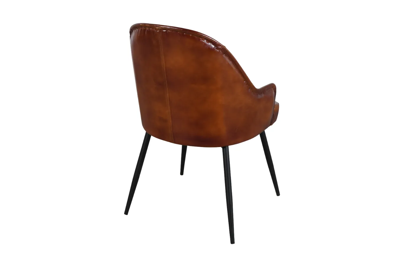 Sophisticated Iron Cane Leather Armchair with Rich Brown Finish - Image 5