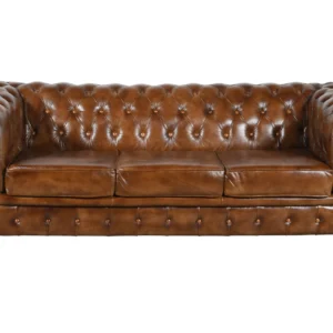 Luxurious Triple Seater Chesterfield Leather Sofa with Recycled Wood Frame