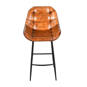 Premium Iron Leather Bar Chair with Light Antique Tan Finish