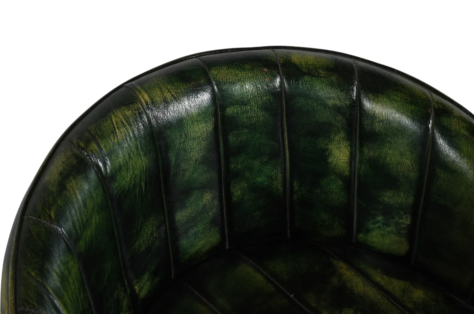 Vintage Iron Leather Bar Chair with Recycled Wood Structure and Green Antique Finish - Image 3