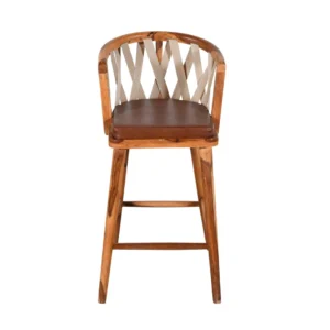 Traditional Shesham Wood Bar Chair with Decorative Strip Back Support
