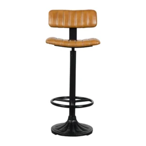 Modern Iron Bar Chair with Camel Leather and Adjustable Height Design