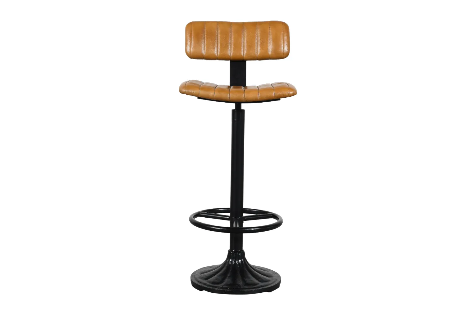 Modern Iron Bar Chair with Camel Leather and Adjustable Height Design