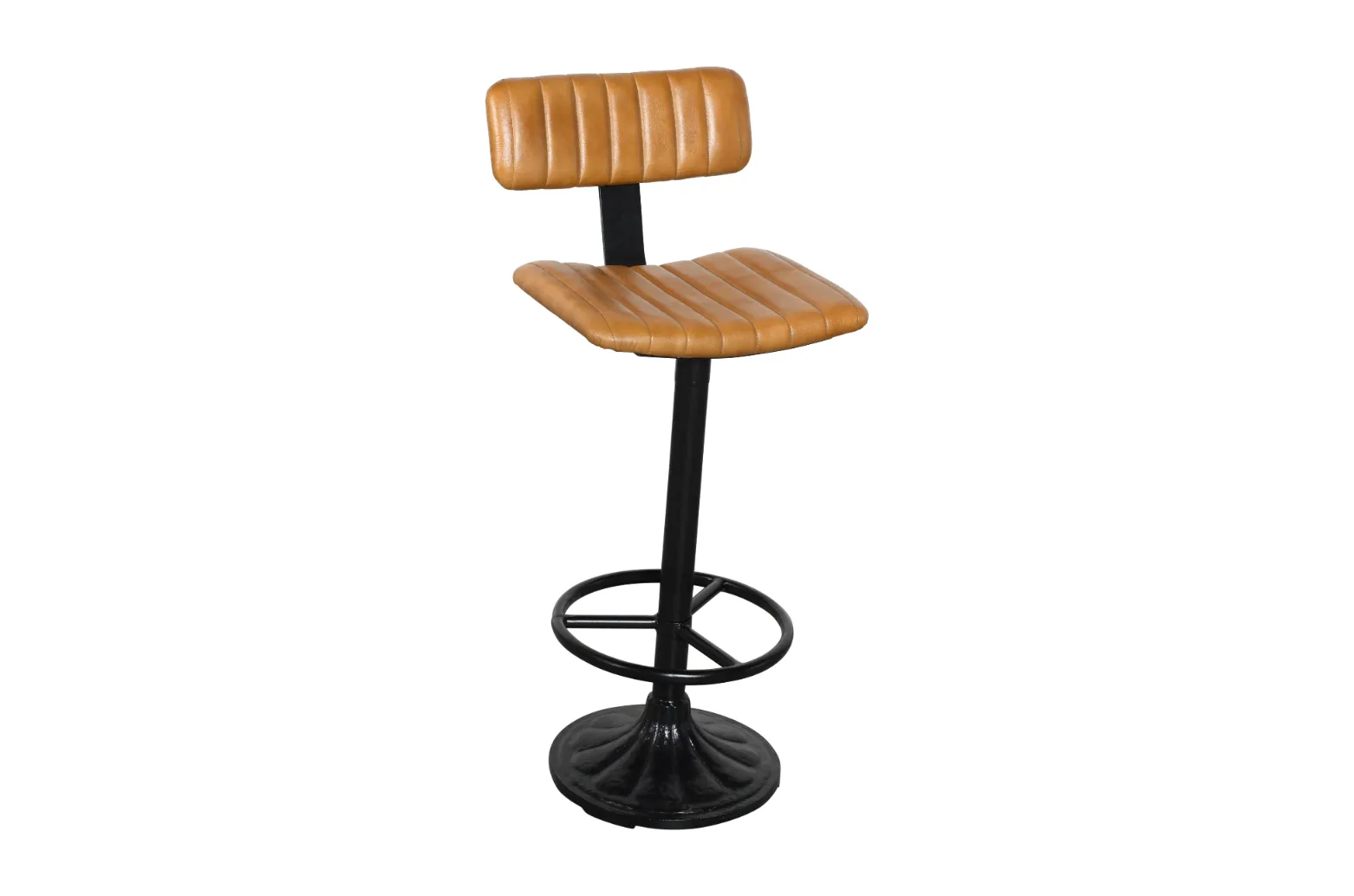 Modern Iron Bar Chair with Camel Leather and Adjustable Height Design - Image 2