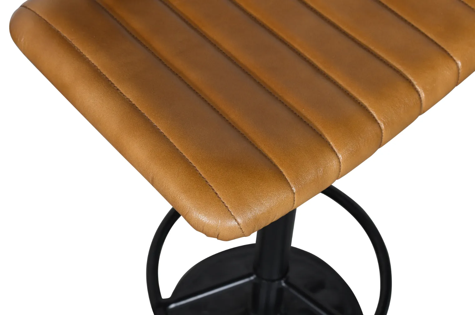 Modern Iron Bar Chair with Camel Leather and Adjustable Height Design - Image 3
