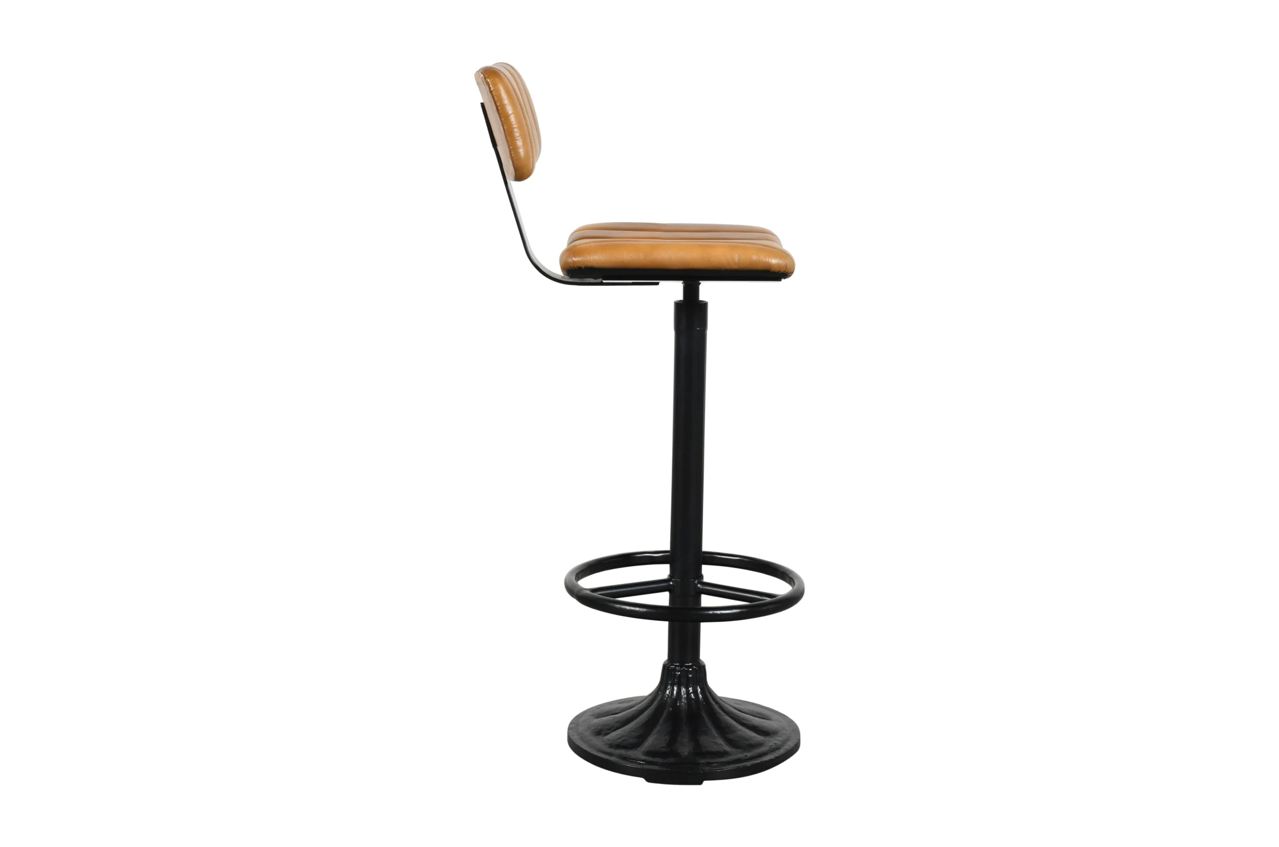 Modern Iron Bar Chair with Camel Leather and Adjustable Height Design - Image 4