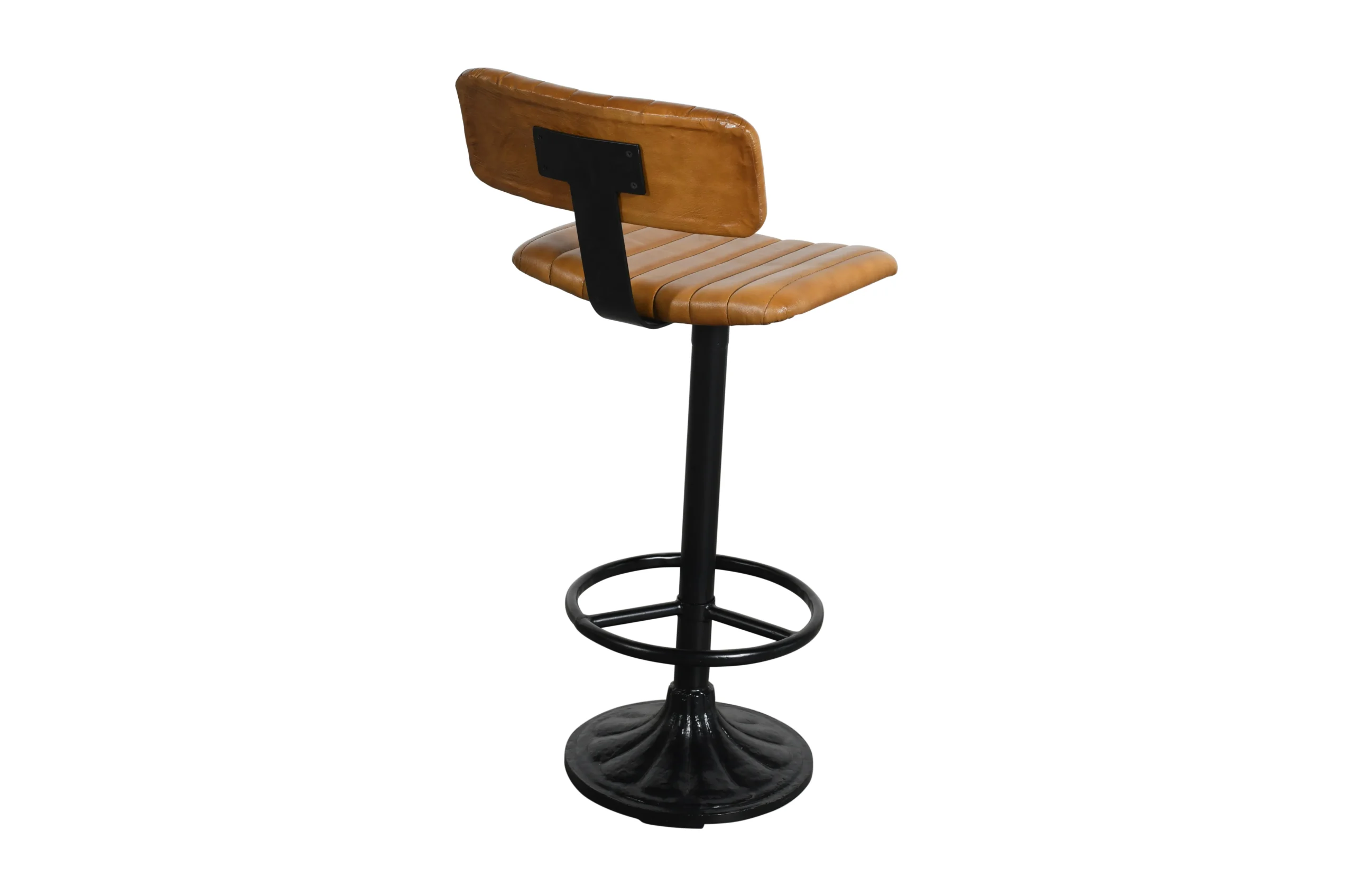 Modern Iron Bar Chair with Camel Leather and Adjustable Height Design - Image 5